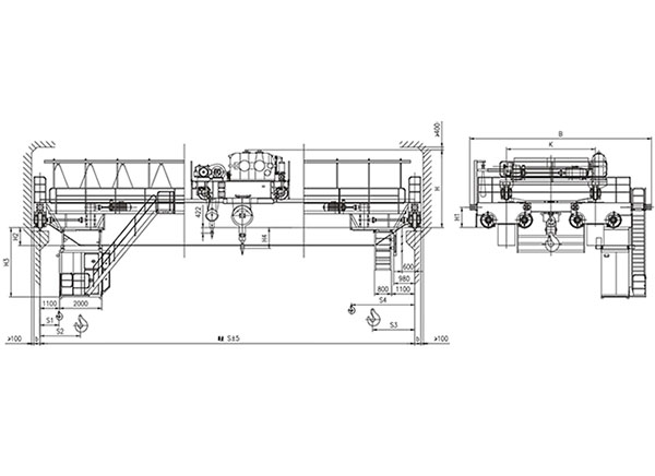 QD型100、20t吊鉤橋式起重機